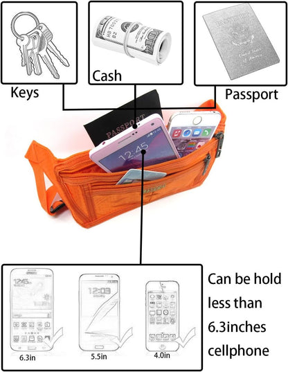 Naoki Outdoor Sports Running Jogging Cycling Hiking Camping Climbing Travel Ultra-thin Waterproof Polyester Waist Pack/Bag Runner Belt(Red)