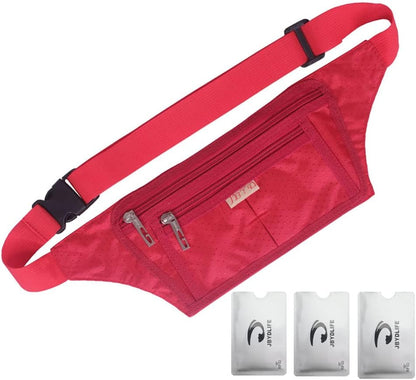 Naoki Outdoor Sports Running Jogging Cycling Hiking Camping Climbing Travel Ultra-thin Waterproof Polyester Waist Pack/Bag Runner Belt(Red)