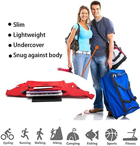 Naoki Outdoor Sports Running Jogging Cycling Hiking Camping Climbing Travel Ultra-thin Waterproof Polyester Waist Pack/Bag Runner Belt(Red)