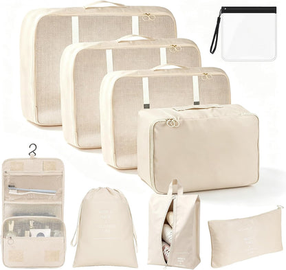 9 Packs Compression Packing Cubes Luggage Organizer for Suitcases & Travel | Luggage Organizer Bags with Shoe Bag,Toiletry Bag Laundry Bag,Packing Cubes for Carry On,Travel Essentials for Women and Men
