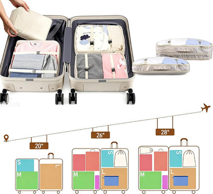 9 Packs Compression Packing Cubes Luggage Organizer for Suitcases & Travel | Luggage Organizer Bags with Shoe Bag,Toiletry Bag Laundry Bag,Packing Cubes for Carry On,Travel Essentials for Women and Men