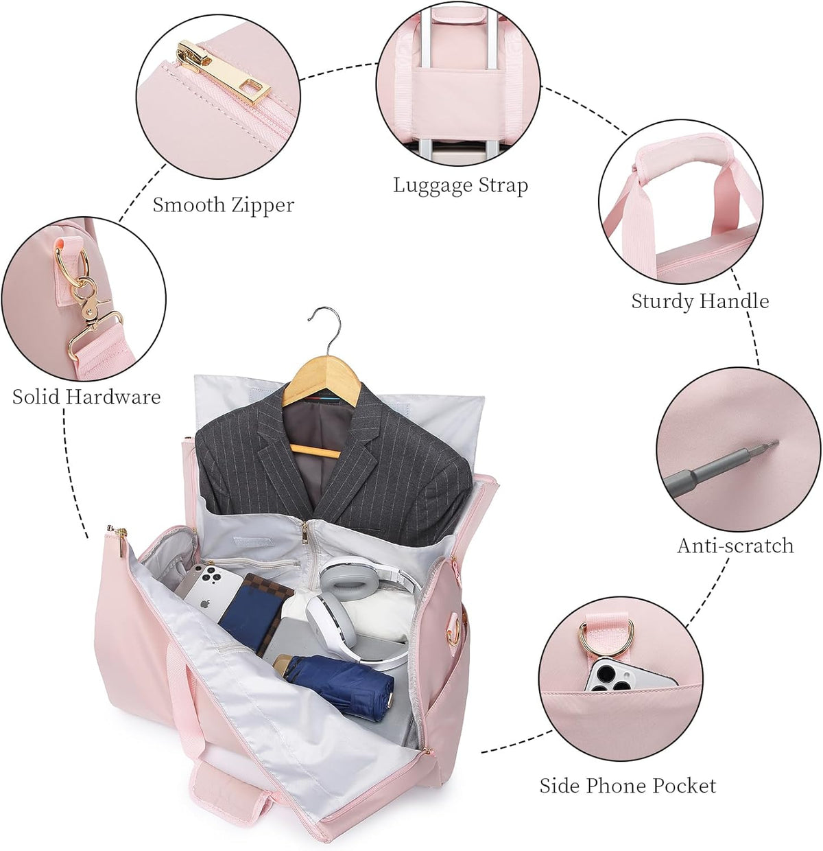 Convertible Travel Garment Bag,Carry on Garment Duffel Bag for Women - 3 in 1 Garment Backpack Hanging Suitcase Suit Business Travel Bag