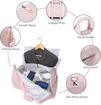 Convertible Travel Garment Bag,Carry on Garment Duffel Bag for Women - 3 in 1 Garment Backpack Hanging Suitcase Suit Business Travel Bag