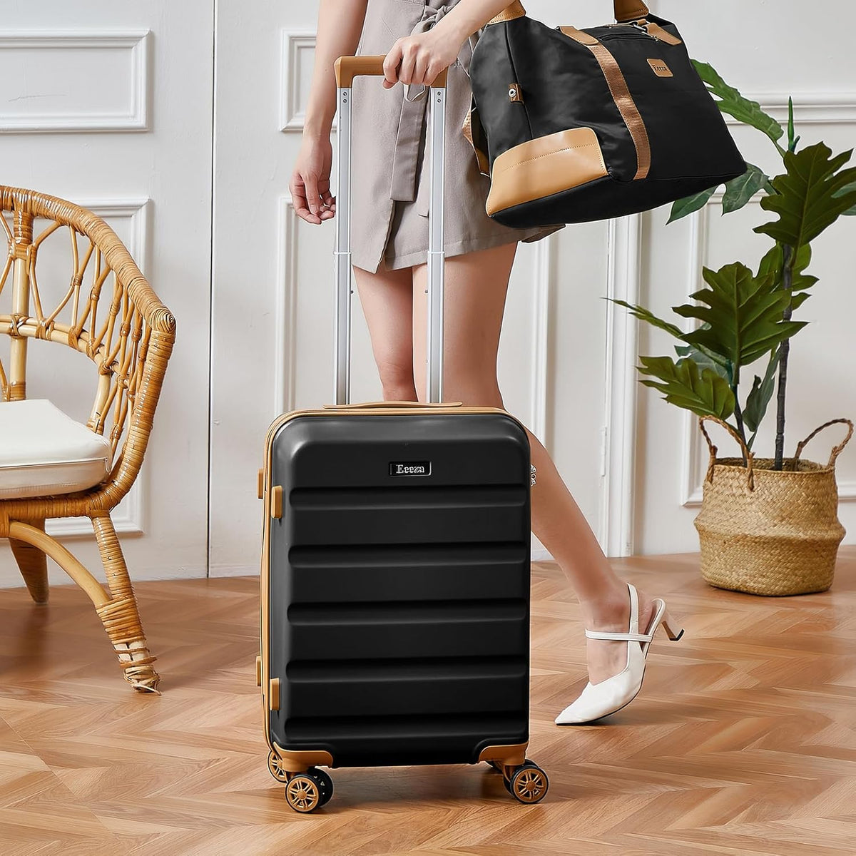 Luggage Sets 3 Piece,Suitcases with Wheels,Carry On Luggage Set,ABS Hard Case Luggage with TSA Lock Spinner Wheels(3 Piece Sets,Green(20"/DB/TB))
