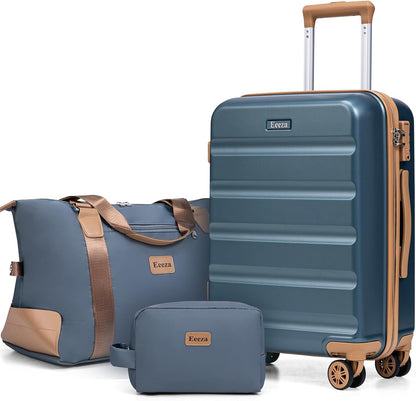 Luggage Sets 3 Piece,Suitcases with Wheels,Carry On Luggage Set,ABS Hard Case Luggage with TSA Lock Spinner Wheels(3 Piece Sets,Green(20"/DB/TB))