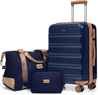Luggage Sets 3 Piece,Suitcases with Wheels,Carry On Luggage Set,ABS Hard Case Luggage with TSA Lock Spinner Wheels(3 Piece Sets,Green(20"/DB/TB))