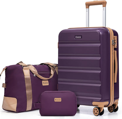Luggage Sets 3 Piece,Suitcases with Wheels,Carry On Luggage Set,ABS Hard Case Luggage with TSA Lock Spinner Wheels(3 Piece Sets,Green(20"/DB/TB))