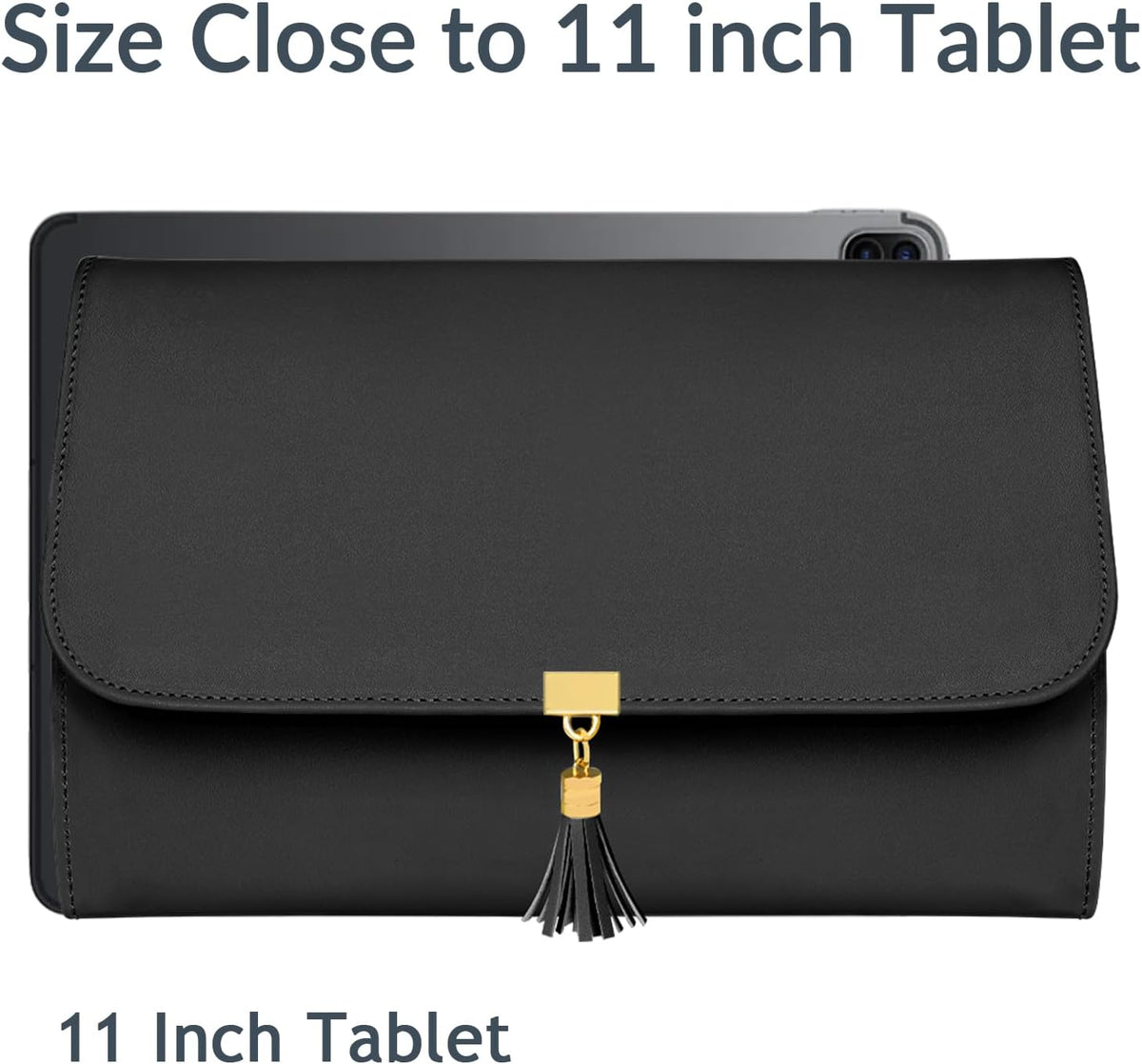 Jewelry Travel Organizer for Women, Tangle Free Portable Leather Jewelry Storage Roll Bag Envelope Clutch, Waterproof Lightweight Jewelry Case Holder for Necklaces, Rings, Earrings, Bracelets