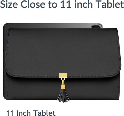 Jewelry Travel Organizer for Women, Tangle Free Portable Leather Jewelry Storage Roll Bag Envelope Clutch, Waterproof Lightweight Jewelry Case Holder for Necklaces, Rings, Earrings, Bracelets