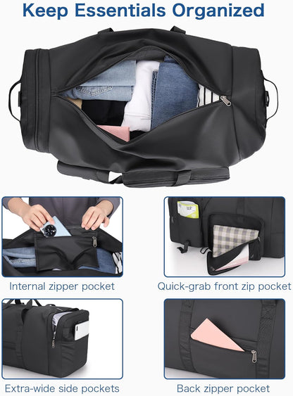 120L Travel Duffle Bag for Men and Women, 34” Large Duffle Bag for Traveling with Shoes Compartment, Foldable Travel Duffel Bags, Waterproof and Tear Resistant
