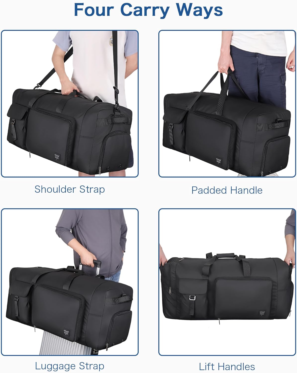 120L Travel Duffle Bag for Men and Women, 34” Large Duffle Bag for Traveling with Shoes Compartment, Foldable Travel Duffel Bags, Waterproof and Tear Resistant
