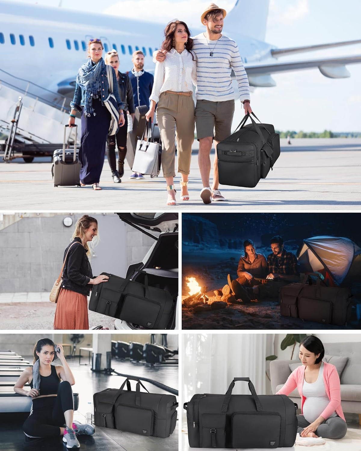 120L Travel Duffle Bag for Men and Women, 34” Large Duffle Bag for Traveling with Shoes Compartment, Foldable Travel Duffel Bags, Waterproof and Tear Resistant