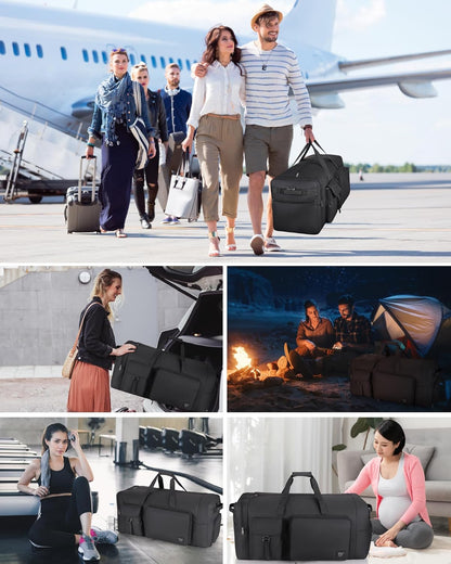 120L Travel Duffle Bag for Men and Women, 34” Large Duffle Bag for Traveling with Shoes Compartment, Foldable Travel Duffel Bags, Waterproof and Tear Resistant