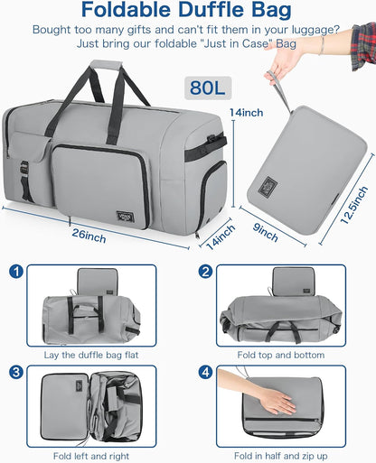 120L Travel Duffle Bag for Men and Women, 34” Large Duffle Bag for Traveling with Shoes Compartment, Foldable Travel Duffel Bags, Waterproof and Tear Resistant