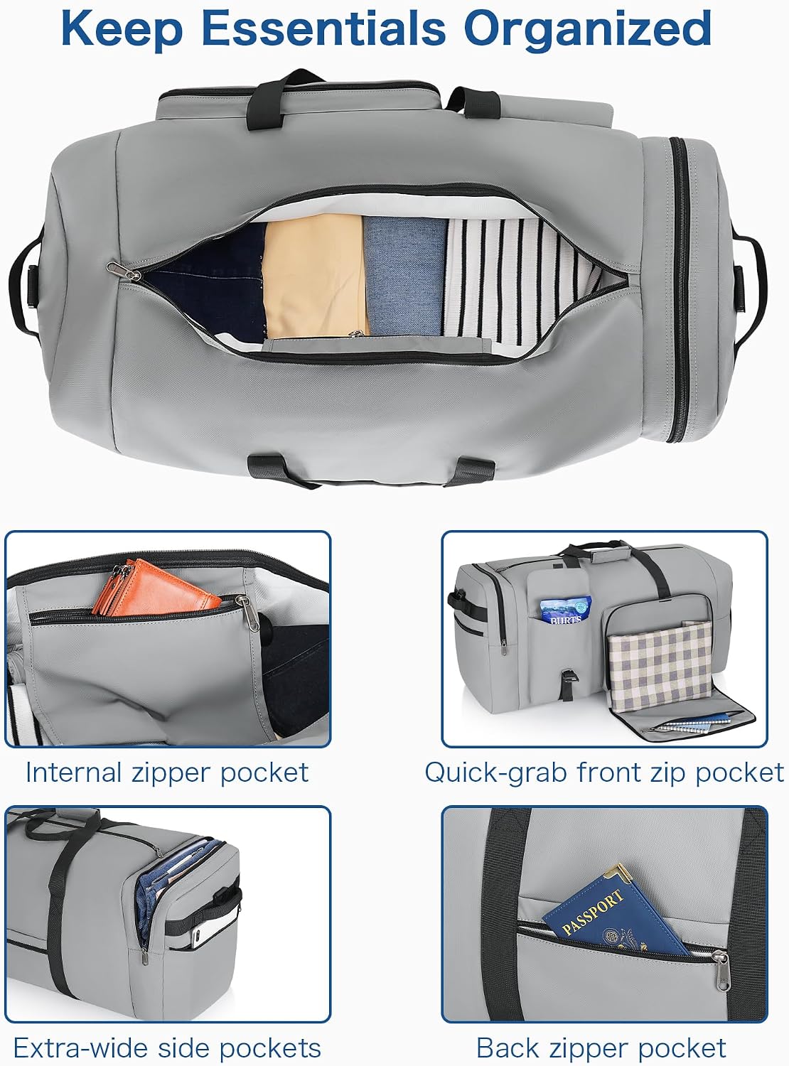 120L Travel Duffle Bag for Men and Women, 34” Large Duffle Bag for Traveling with Shoes Compartment, Foldable Travel Duffel Bags, Waterproof and Tear Resistant