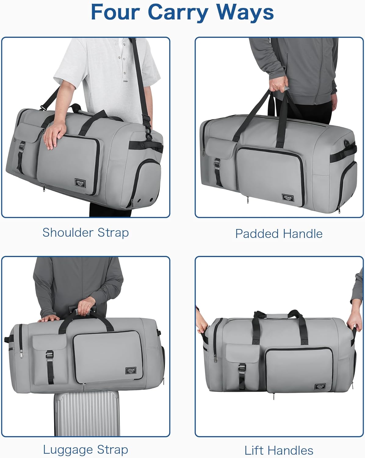 120L Travel Duffle Bag for Men and Women, 34” Large Duffle Bag for Traveling with Shoes Compartment, Foldable Travel Duffel Bags, Waterproof and Tear Resistant