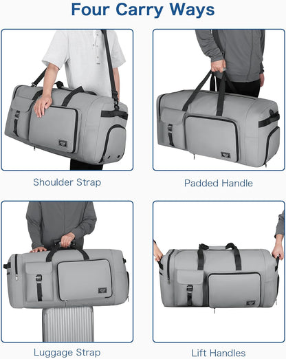 120L Travel Duffle Bag for Men and Women, 34” Large Duffle Bag for Traveling with Shoes Compartment, Foldable Travel Duffel Bags, Waterproof and Tear Resistant
