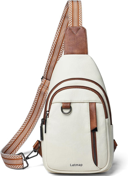 7L Sling Bag for Women Men Leather Small Sling Backpack Daypack Anti Theft Fanny Pack Crossbody Purse Travel