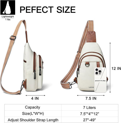 7L Sling Bag for Women Men Leather Small Sling Backpack Daypack Anti Theft Fanny Pack Crossbody Purse Travel