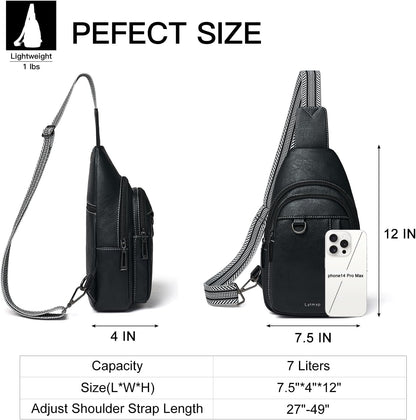 7L Sling Bag for Women Men Leather Small Sling Backpack Daypack Anti Theft Fanny Pack Crossbody Purse Travel