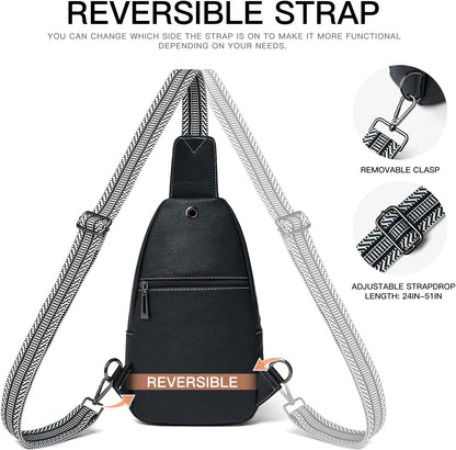 7L Sling Bag for Women Men Leather Small Sling Backpack Daypack Anti Theft Fanny Pack Crossbody Purse Travel