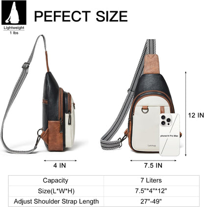 7L Sling Bag for Women Men Leather Small Sling Backpack Daypack Anti Theft Fanny Pack Crossbody Purse Travel