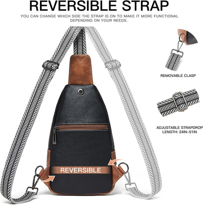 7L Sling Bag for Women Men Leather Small Sling Backpack Daypack Anti Theft Fanny Pack Crossbody Purse Travel