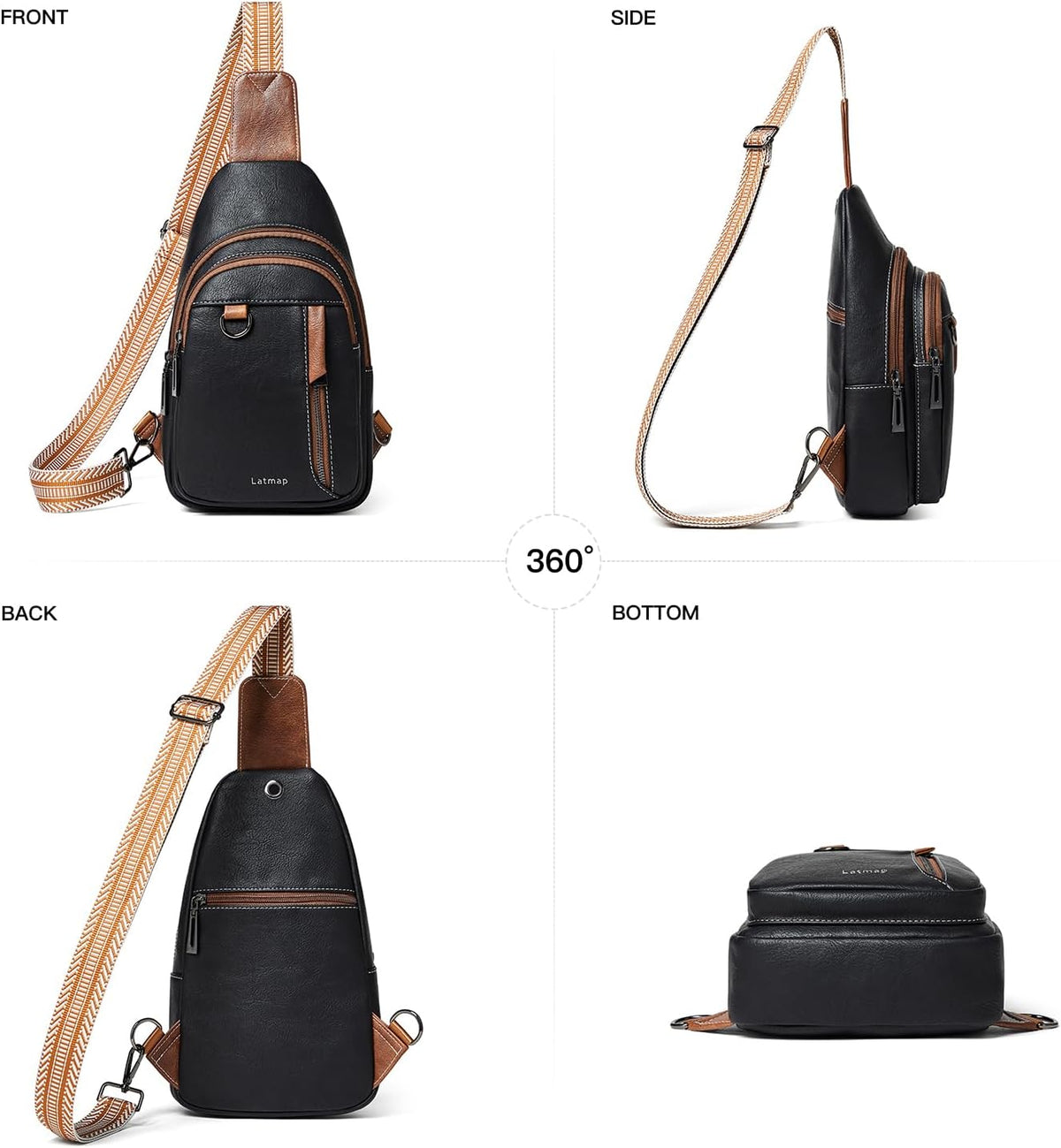 7L Sling Bag for Women Men Leather Small Sling Backpack Daypack Anti Theft Fanny Pack Crossbody Purse Travel