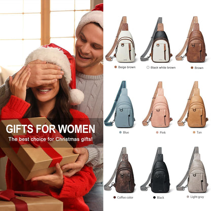 7L Sling Bag for Women Men Leather Small Sling Backpack Daypack Anti Theft Fanny Pack Crossbody Purse Travel