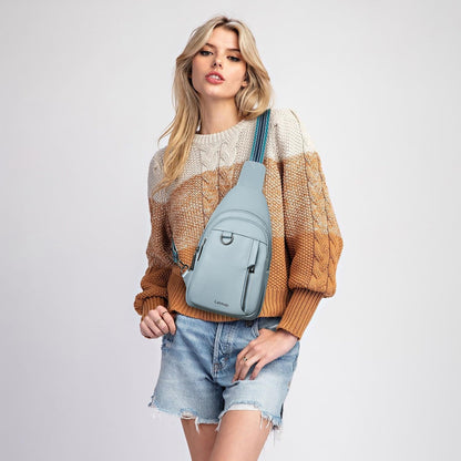 7L Sling Bag for Women Men Leather Small Sling Backpack Daypack Anti Theft Fanny Pack Crossbody Purse Travel