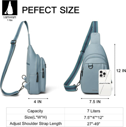7L Sling Bag for Women Men Leather Small Sling Backpack Daypack Anti Theft Fanny Pack Crossbody Purse Travel
