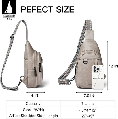 7L Sling Bag for Women Men Leather Small Sling Backpack Daypack Anti Theft Fanny Pack Crossbody Purse Travel