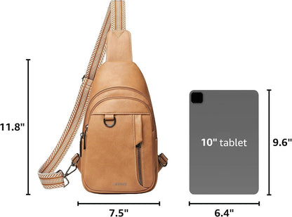 7L Sling Bag for Women Men Leather Small Sling Backpack Daypack Anti Theft Fanny Pack Crossbody Purse Travel