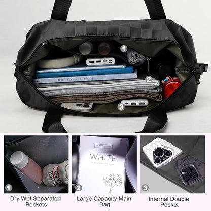 Expandable Rolling Duffle Bag - Large Carry-On With Spinner Wheels, Foldable Weekend Travel Bag, 28-58L Capacity（A-Black）