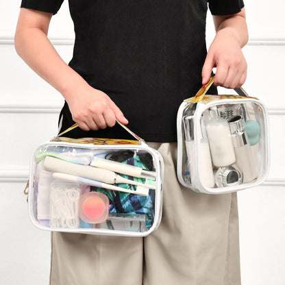 Clear Makeup Bag Approved Clear Travel Toiletry Bag with Zipper Waterproof Organizer Bags Transparent Cosmetic Pouch Traveling 2Pack Tile Color - Colors C