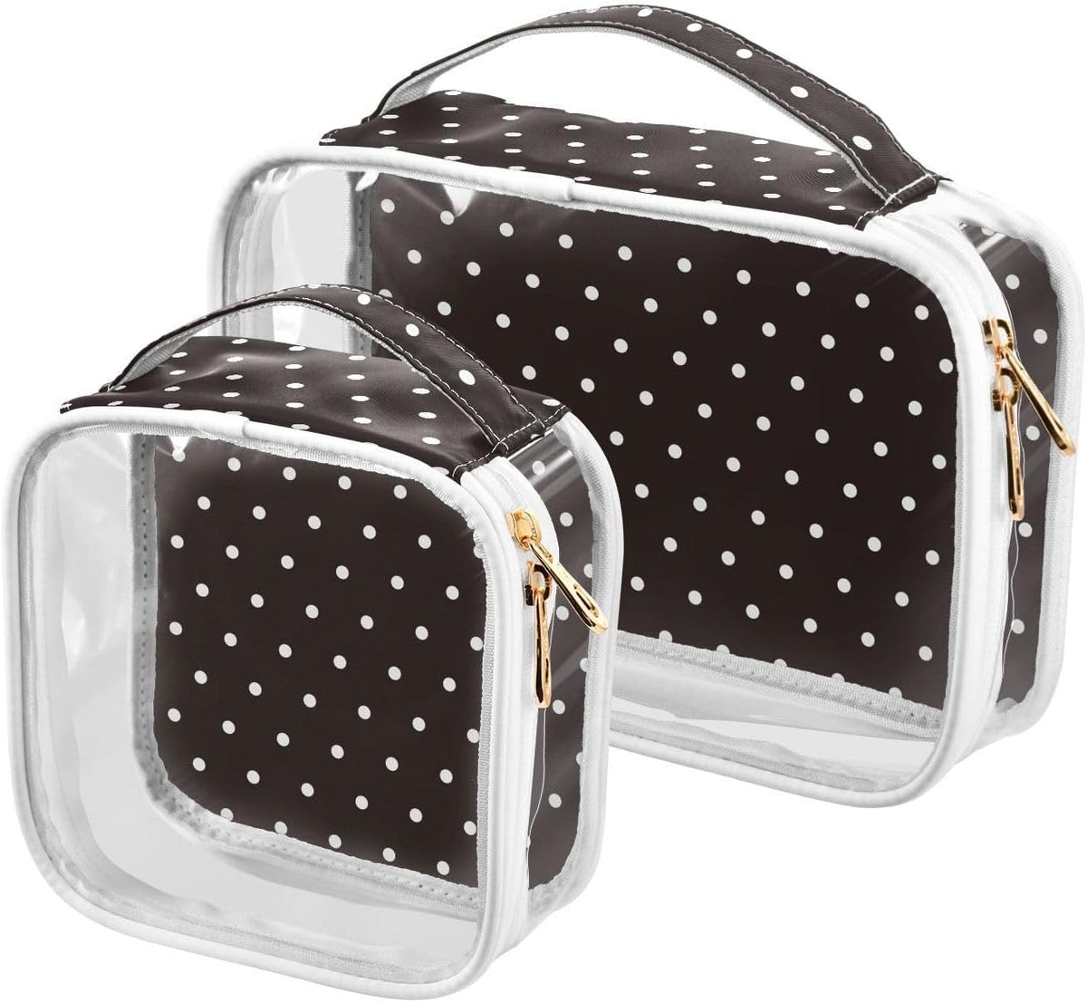 Clear Makeup Bag Approved Clear Travel Toiletry Bag with Zipper Waterproof Organizer Bags Transparent Cosmetic Pouch Traveling 2Pack Tile Color - Colors C