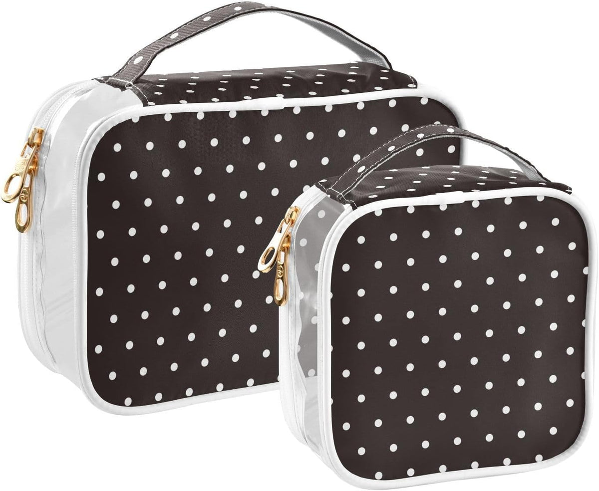Clear Makeup Bag Approved Clear Travel Toiletry Bag with Zipper Waterproof Organizer Bags Transparent Cosmetic Pouch Traveling 2Pack Tile Color - Colors C