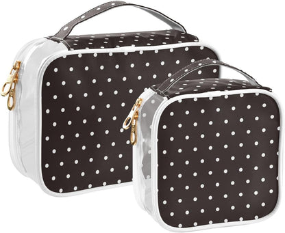 Clear Makeup Bag Approved Clear Travel Toiletry Bag with Zipper Waterproof Organizer Bags Transparent Cosmetic Pouch Traveling 2Pack Tile Color - Colors C