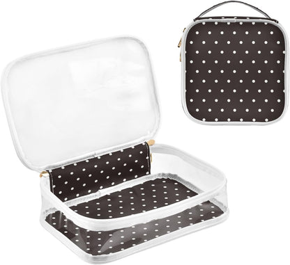 Clear Makeup Bag Approved Clear Travel Toiletry Bag with Zipper Waterproof Organizer Bags Transparent Cosmetic Pouch Traveling 2Pack Tile Color - Colors C