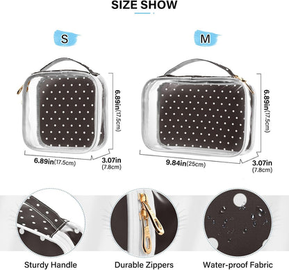 Clear Makeup Bag Approved Clear Travel Toiletry Bag with Zipper Waterproof Organizer Bags Transparent Cosmetic Pouch Traveling 2Pack Tile Color - Colors C