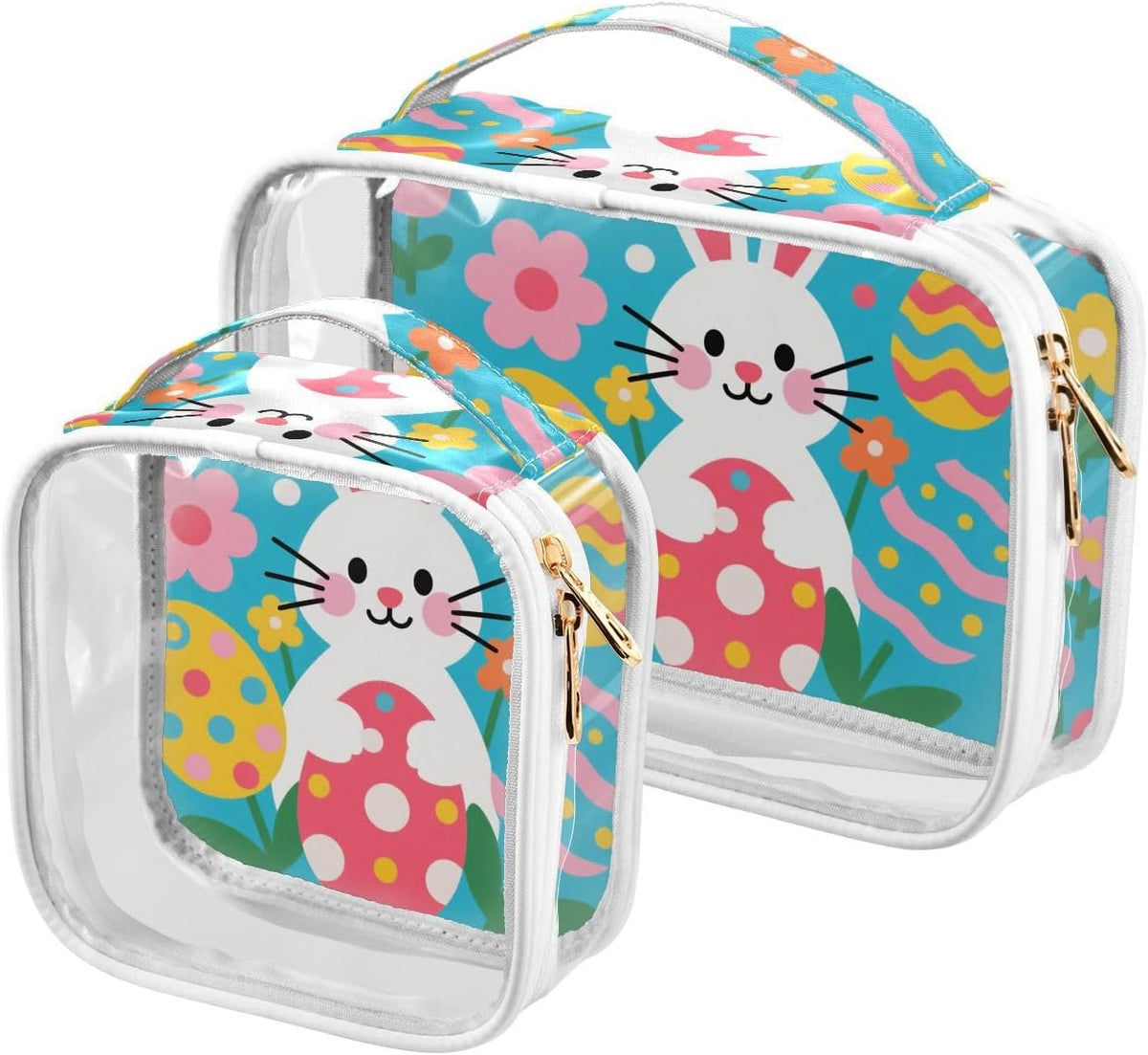 Clear Makeup Bag Approved Clear Travel Toiletry Bag with Zipper Waterproof Organizer Bags Transparent Cosmetic Pouch Traveling 2Pack Tile Color - Colors C
