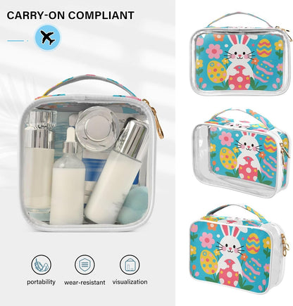 Clear Makeup Bag Approved Clear Travel Toiletry Bag with Zipper Waterproof Organizer Bags Transparent Cosmetic Pouch Traveling 2Pack Tile Color - Colors C