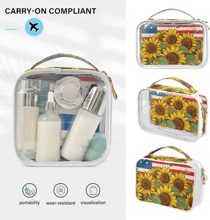 Clear Makeup Bag Approved Clear Travel Toiletry Bag with Zipper Waterproof Organizer Bags Transparent Cosmetic Pouch Traveling 2Pack Tile Color - Colors C