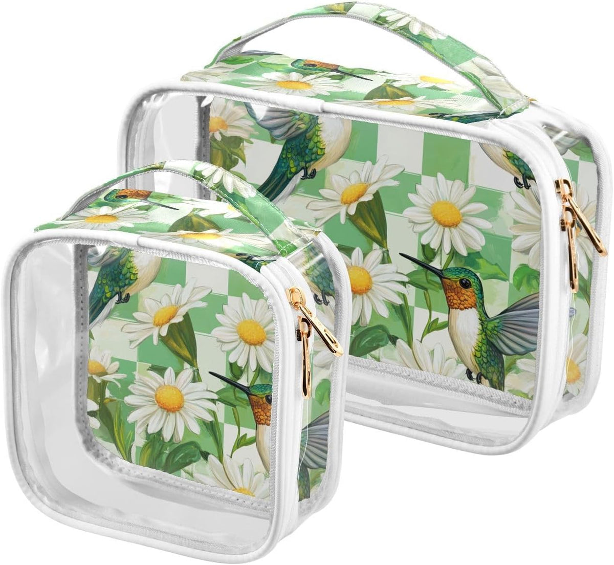Clear Makeup Bag Approved Clear Travel Toiletry Bag with Zipper Waterproof Organizer Bags Transparent Cosmetic Pouch Traveling 2Pack Tile Color - Colors C