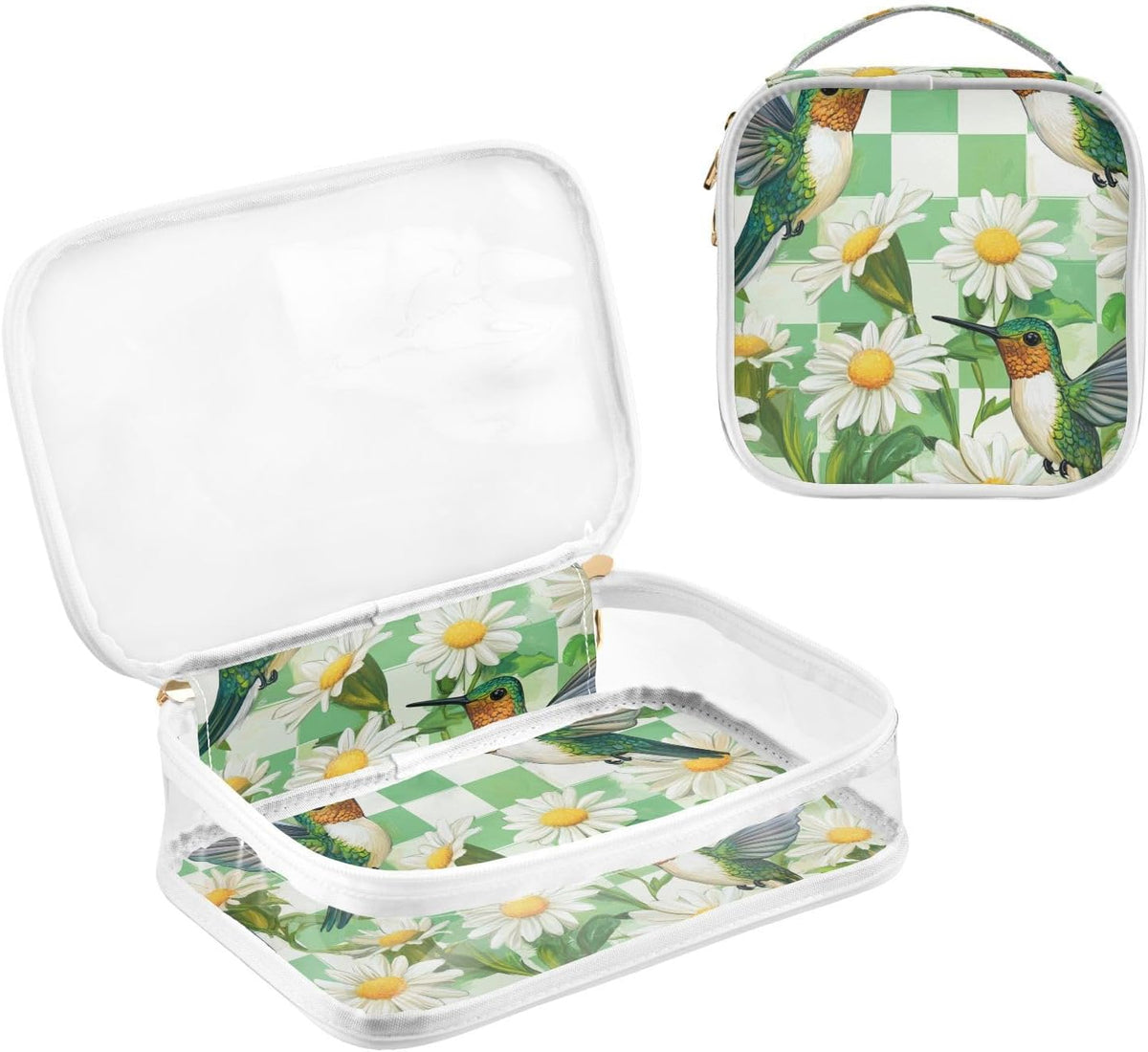 Clear Makeup Bag Approved Clear Travel Toiletry Bag with Zipper Waterproof Organizer Bags Transparent Cosmetic Pouch Traveling 2Pack Tile Color - Colors C