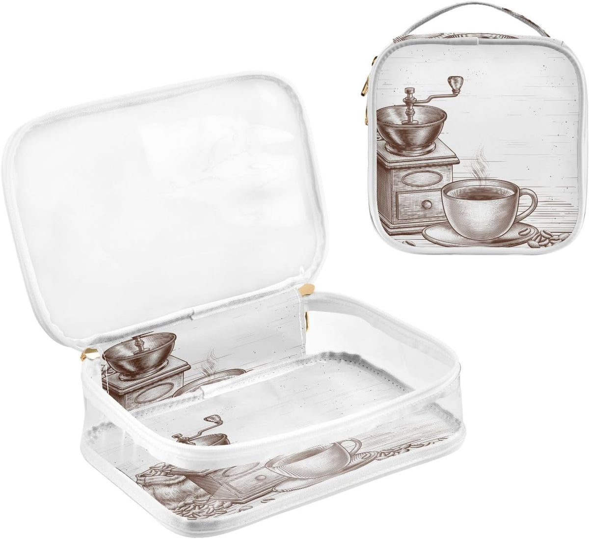 Clear Makeup Bag Approved Clear Travel Toiletry Bag with Zipper Waterproof Organizer Bags Transparent Cosmetic Pouch Traveling 2Pack Tile Color - Colors C