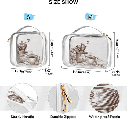 Clear Makeup Bag Approved Clear Travel Toiletry Bag with Zipper Waterproof Organizer Bags Transparent Cosmetic Pouch Traveling 2Pack Tile Color - Colors C