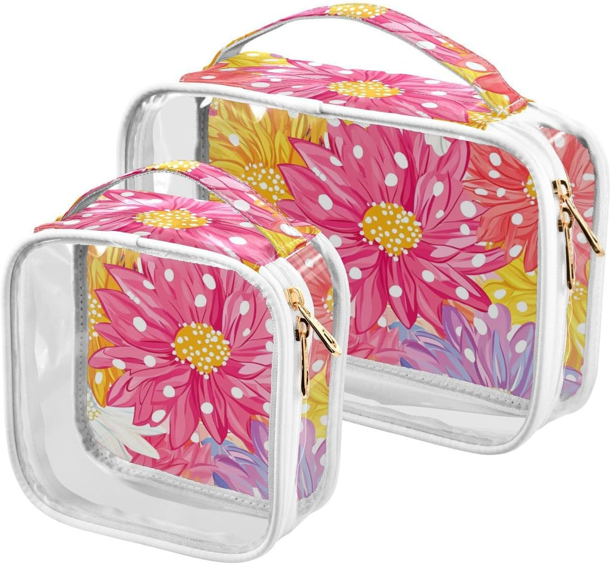 Clear Makeup Bag Approved Clear Travel Toiletry Bag with Zipper Waterproof Organizer Bags Transparent Cosmetic Pouch Traveling 2Pack Tile Color - Colors C