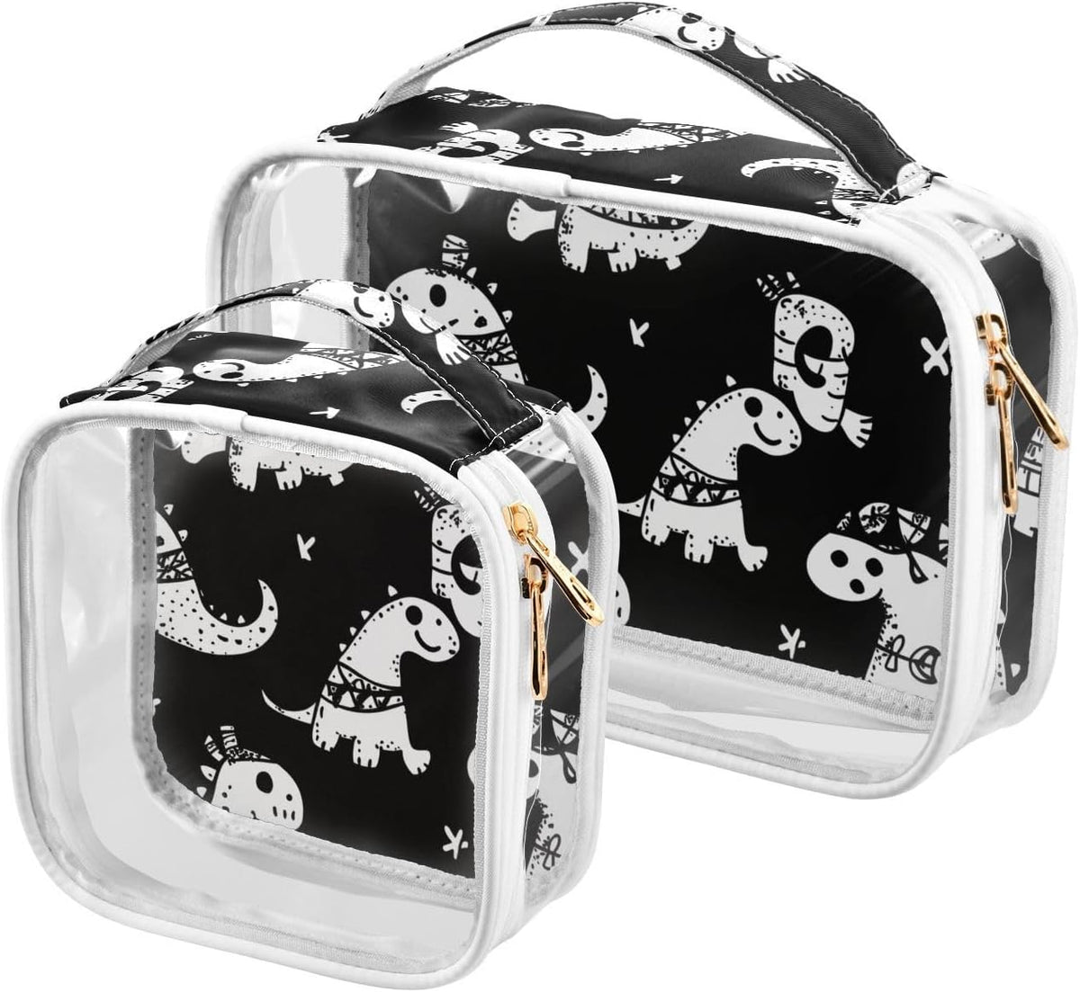 Clear Makeup Bag Approved Clear Travel Toiletry Bag with Zipper Waterproof Organizer Bags Transparent Cosmetic Pouch Traveling 2Pack Tile Color - Colors C