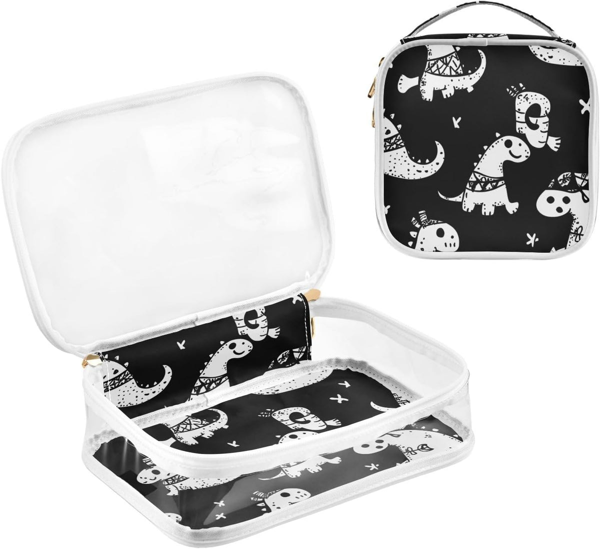 Clear Makeup Bag Approved Clear Travel Toiletry Bag with Zipper Waterproof Organizer Bags Transparent Cosmetic Pouch Traveling 2Pack Tile Color - Colors C